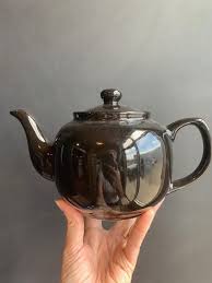 England Brown Betty Teapot Embossed Drip Glaze - Ruby Lane