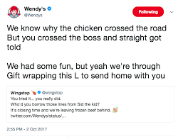 I post the best rap lines from the best artists. Like Remember That Time They Got In A Quasi Rap Battle With Wingstop Wendys Twitter Wendy S Laughing So Hard