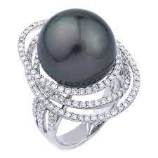 Tahitian Black Pearl Amp Diamond Ring Pearl And Diamond Ring Tahitian Black Pearls Pearl Diamond