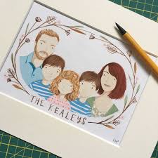 Custom Family Portrait Family Drawing Custom Family Portrait Illustrated Family Portrait