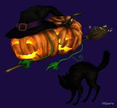 Two Pumpkins With Witches Hat Flying On The Magic Broom And The Black Scared Cat Watching Them Buy This Artwork On Apparel S Cat Watch Scared Cat Witch Hat