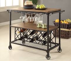 Industrial Serving Wine Cart Rolling Table Rustic Bar Rack Metal On Wheel Island Kitchen Furniture Bar Furniture Serving Cart
