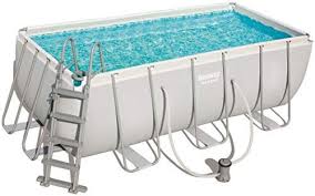 bestway 56456 power steel rectangular piscine avec cadre en acier et pompe filtrante gris 412 x 201 x 122 cm pool rechteckig pool poolfolie