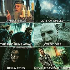 Jingle Bells Lot Of Spells The Trio Runs Aways Harry Potter Puns Harry Potter Jokes Harry Potter Universal