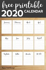 Free Printable 2020 Calendar Template Pages Paper Trail Design Calendar Ca Printable Calendar Template Monthly Calendar Printable Free Printable Calendar