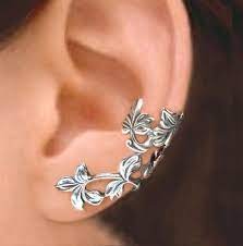 Geek Women S Antique 925 Solid Sterling Silver Spring Leaf Ear Cuff Cartilage Earrings Unique Ear C Silver Ear Cuff Earrings Ear Cuff Earings Silver Ear Cuff
