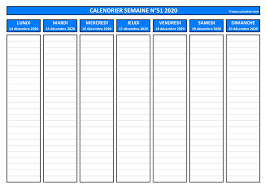 Modèle de calendrier de planification. Semaine 51 2020 Dates Calendrier Et Planning Hebdomadaire A Imprimer