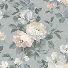 This is the grey floral pattern background image. Wall Vision Peony Grey Floral Paper Strippable Wallpaper Covers 57 8 Sq Ft 2827 7224 The Home Depot