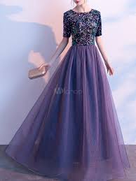 Trova una vasta selezione di abito lungo senza spalline a prezzi vantaggiosi su ebay. Partito Dei Vestiti Viola Jewel Neck Maniche Corte Paillettes Semi Layered Abito Lungo Milanoo Com