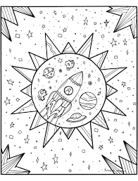 Printable galaxy space coloring pages. Rocket In The Space Anti Stress Adult Coloring Pages