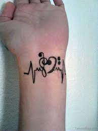 A clever design that spans both wrists 92 Stylish Musical Tattoos On Wrist