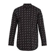 Balenciaga Logo Print Button Down Collar Cotton Shirt 595 Liked On Polyvore Feat Designer Casual Shirts Casual Long Sleeve Shirts Cotton Long Sleeve Shirt
