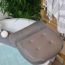 Bathtub pillow, ergonomic bath pillows for tub neck and back support luxury bath tub pillow rest 3d air mesh breathable bath accessories for women & men fits all bathtub, hot tub, jacuzzi and home spa. Grey Bath Pillow Head Neck Back And Shoulder Support Bath Pillow For Bathtub Hot Tub Jacuzzi Pillow Relaxing Cushion The Bath Rack