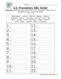 First Half Presidents Alphabetical Order Worksheet In 2020 Abc Order Abc Order Worksheet Alphabetical Order Worksheets