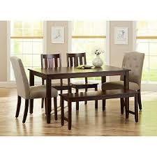 6 Piece Large Table Set 4 Wooden Dinette Chairs Dining 1 Bench Mocha Beige Sale Classic Dining Room Dining Room Table Set Dining Table Chairs
