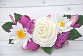 Daisy Flower Hair Clip White Roses Daisy Fuchsia Bridal Hair Etsy Flower Hair Clips Wedding Bridal Flower Headpiece Floral Hair Clip Wedding
