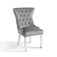 French velvet & leather sofas. Knightsbridge Grey Velvet Dining Chair With Lions Head Knocker Grosvenor Furniture
