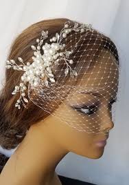 IVORY BRIDAL COMB, Pearl and Rhinestone Bridal Headpiece With or Without  Birdcage Veil "shania"