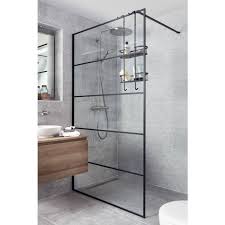 saniselect firo inloopdouche met frame en stabilisatiesteun 100x210 cm helder glas mat zwart sanidirect inloopdouche helder glas badkamer