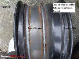 The backs were close to the wheel well, but did not hit. Modifying Original Banded Steel Rims For The Classic Muscle Car Look Team Bhp