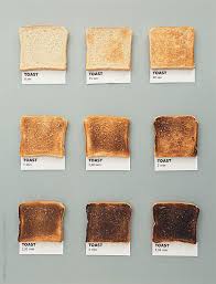 Different Toast Organized By Cooking Time And Color Burn In