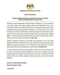Tarikh penting permohonan upu online lepasan spm, stpm, asasi & stam tahun 2021/2022? Smk Puncak Alam Makluman Tempoh Permohonan Upu Online Facebook
