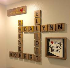 Scrabble Wall Art Display Family Names In A Beautiful And Playful Way Scrabble Wall Tiles Are A Beauti Scrabble Wall Art Scrabble Tile Wall Art Scrabble Wall