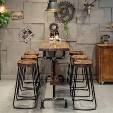 Rustic oak & antique black *material: Retro Rectangular Bar Table Natural Industrial Pub Table