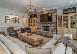Glass Front French Cabinets Vintage Living Room Brick Living Room Living Room Remodel French Living Rooms
