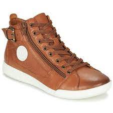 Doublure en cuir textile semelle de propreté: Pataugas Palme N F4d Cognac Livraison Gratuite Spartoo Chaussures Basket Montante Femme 149 00