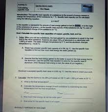 Set the water mass to 200 g. Activity C Calculating Specific Host Get The Gizmo Chegg Com