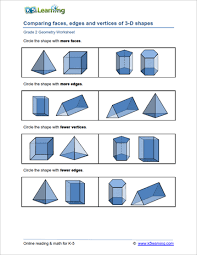 1d 2d and 3d shapes. 2nd Grade Geometry Worksheets K5 Learning
