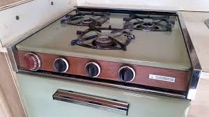 1969 Santa Fe Avocado Green Magic Chef Travel Trailer Stove Oven Travel Trailer Magic Chef Stove Oven