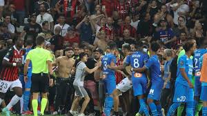 The match between nice and marseille has been suspended after hundreds of fans raced onto the pitch. Yd2mwpc6mxmepm
