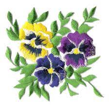 Pansies Flowers Spring Gardening Embroidered Iron On Patch 4 1 8 W Iron On Applique Pansies Flowers Blossom Flower