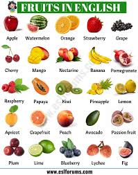 Useful List Of Fruits And Vegetables In English With Esl Picture Esl Forums Fruits Name In English Food Names In English Name Of Vegetables