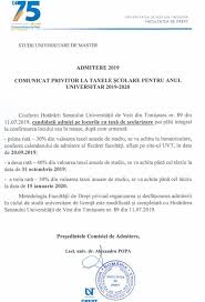 Pentru învăţământul universitar de licenţă, masterat, doctorat. Facultatea De Drept Din Timisoara
