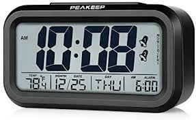 Free delivery and returns on ebay plus items for plus members. Amazon Com Peakeep Battery Operated Cordless Digital Dual Alarm Clock 7 6 5 Day Programmable Alarm Calendar Indoor Temperature Smart Sensor Light Black Home Kitchen