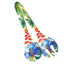 Couverts A Salade Quasi Incassable En Melamine Pure Oiseaux Tropicaux Couvert Oiseaux Tropicaux Vaisselle