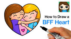 How To Draw Best Friends Forever Heart Easy - Youtube