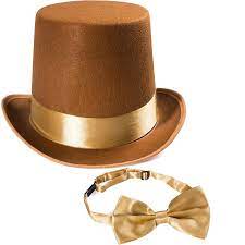 Tigerdoe Costume Hats Top Hat W Bow Tie Costume Accessory Set Brown Hat W Neck Tie Costume Accessory Sets Costume Hats Brown Hats