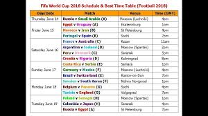 Fifa World Cup 2018 Schedule Best Time Table Football 2018