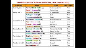 fifa world cup 2018 schedule best time table football 2018