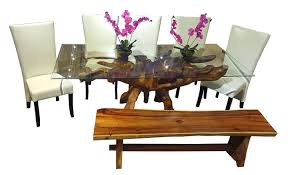 Teak Wood Root Dining Table Including A 71 X 40 Inch Glass Top Dining Table Teak Wood Teak