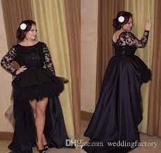 Whatever you're shopping for, we've got it. Discountblack High Low Wedding Dress Custom Made Plus Size Short Front Long Back Illusion Lace Sleeves Tulle Satin Bridal Gowns From Weddingfactory 156 79 Dhgate Com