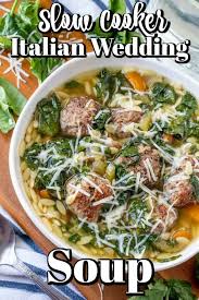 This Hearty Healthy Slow Cooker Italian Wedding Soup Will Quickly Become A Favo In 2020 Italian Wedding Soup Italian Wedding Soup Recipe Crockpot Italian Wedding Soup