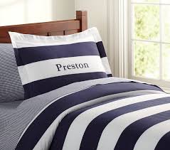 Inner ties keep the cover in place. Rugby Stripe Duvet Cover Pottery Barn Kids