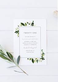 Printable Twenty First Birthday Invitation Modern Birthday Invitation Floral Birthday 30th Birthday Invitation Chic Birthday Foliage Bridal Shower Invitations Printable Floral Bridal Shower Invitations Simple Bridal Shower