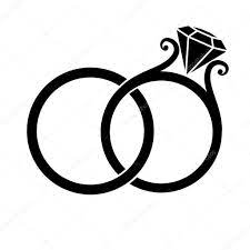 Wedding Rings With Diamond Black Silhouette On A White Background Wedding Ring Drawing Wedding Rings Wedding