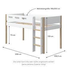 Maßgefertige betten bieten genau dies. Flexa Nor Halbhohes Bett Mit Senkrechter Leiter Kidswoodlove
